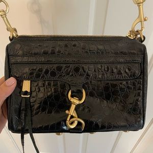 Black snake skin patent leather with gold hardware Rebecca Minkoff purse